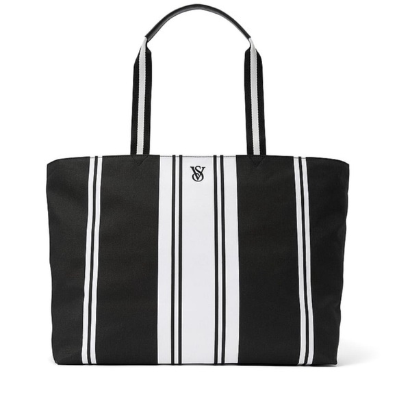 Victoria’s Secret Striped Tote in Black & White. 20.25"L x 12.5"H x 6.5"W - Picture 2 of 9